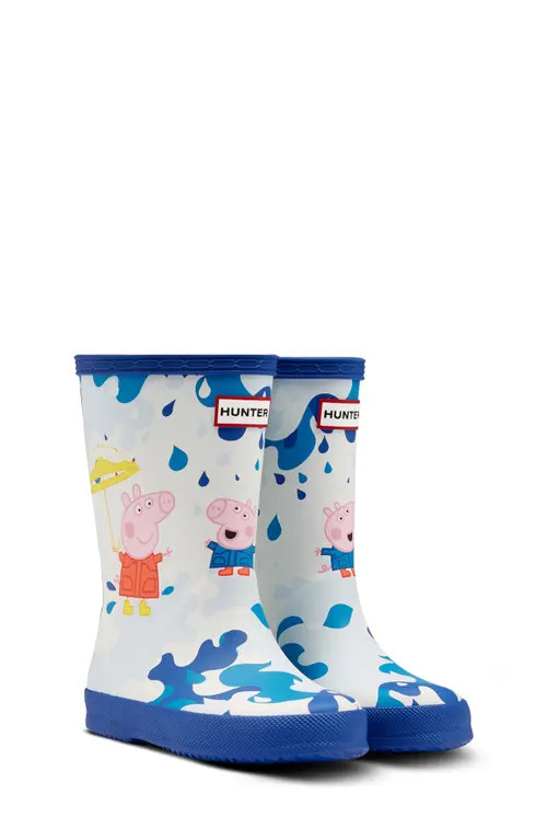 Hunter x Peppa Pig Muddy Puddles Rain Boot in Dragonfly Blue at Nordstrom, Size 5 M | Nordstrom