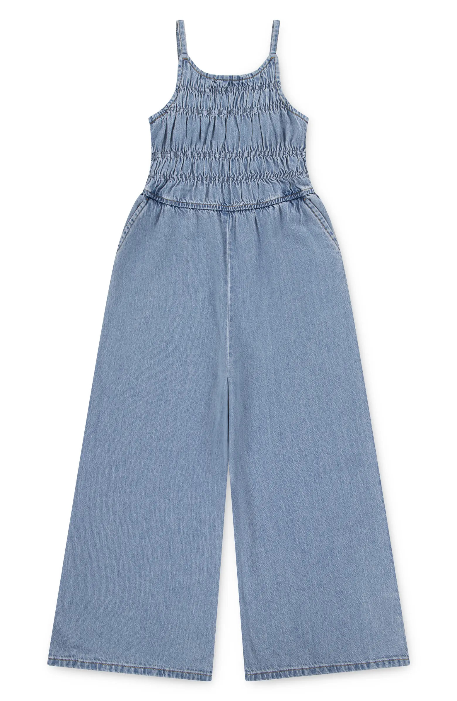Kids' High Neck Denim Jumpsuit | Nordstrom