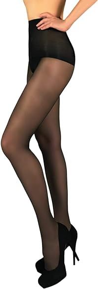 Mila Marutti Womens Pantyhose Control Top Stockings Pantyhose Black Nylons | Amazon (US)