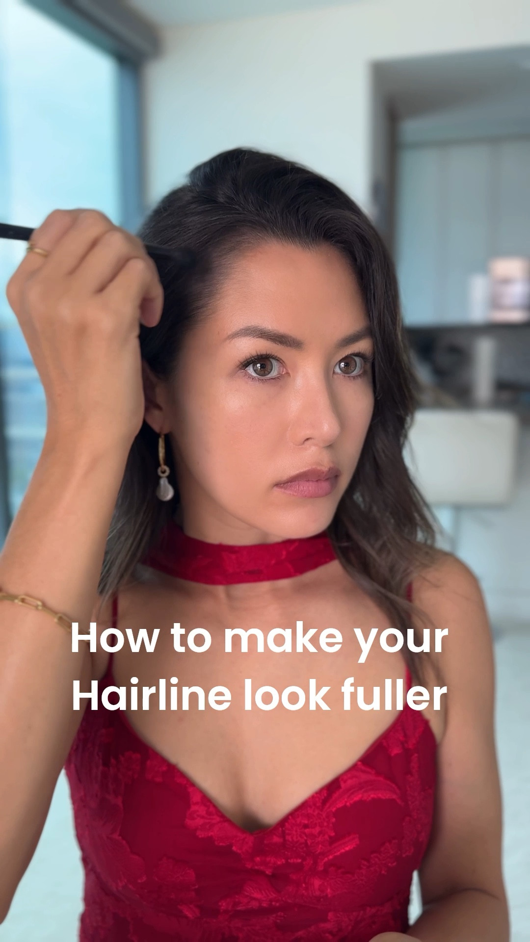 I have never had a full hairline, and about 8 years ago I tried getting that part of my hairline microbladed but they did a terrible job. I figured out I could fill it in with a makeup brush and black shadow and it really makes my hair look fuller! I use the dual sided brush I got with my Anastasia palette but I do recommend a fluffy brush and a more tiny denser brush - the fluffy brush to blend closer to the hairline and the smaller brush to darken the deeper part. 