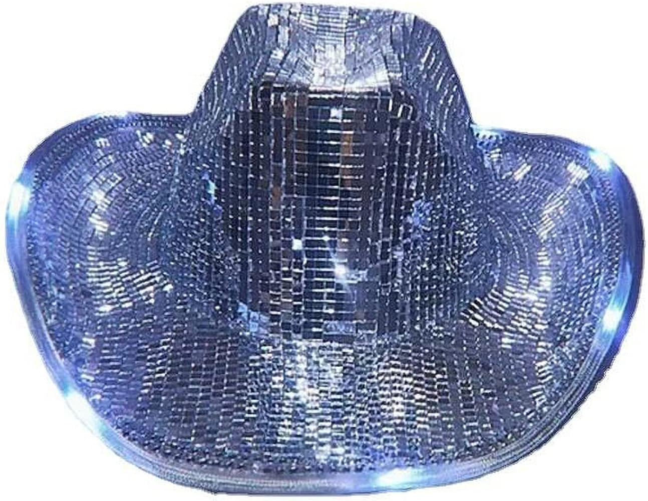 Happyera Women's Bling Glass Mirror Disco Party Cowboy Hat Cap Night Club Accessories - Silver | Amazon (US)