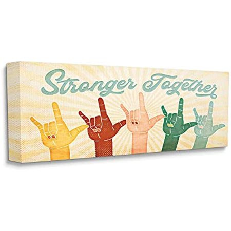 Stupell Industries Stronger Together Phrase Love You Hand Sign Design by Jennifer Pugh Canvas Wall A | Walmart (US)