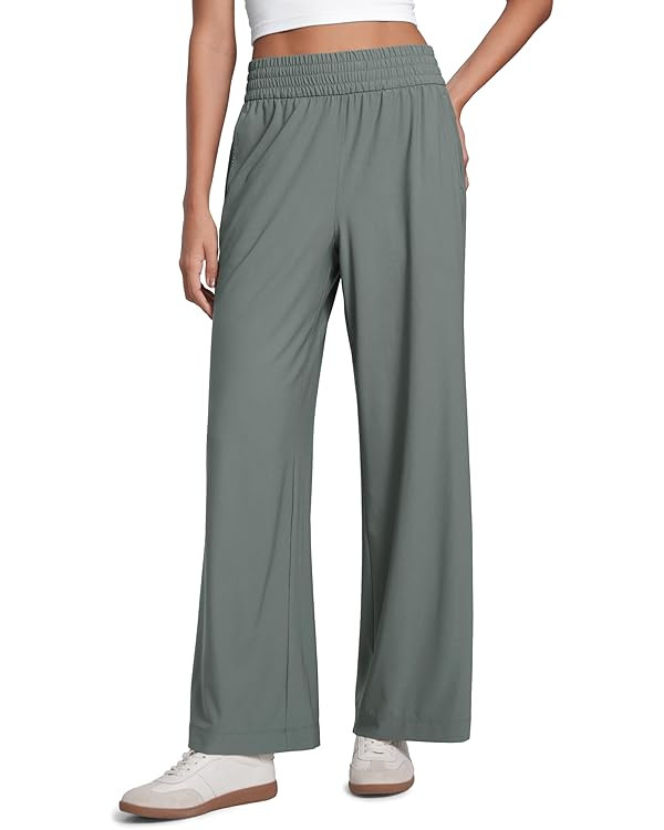 CRZ YOGA Lightweight Drapey Wide Leg Pants for Women 30" High Waisted Casual Lounge Travel Work L... | Amazon (US)