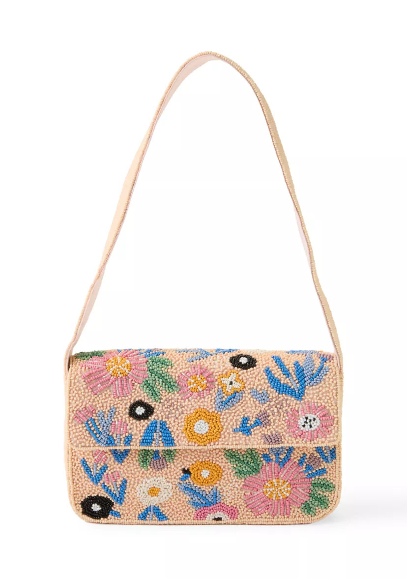 Beaded Floral Shoulder Bag | Belk