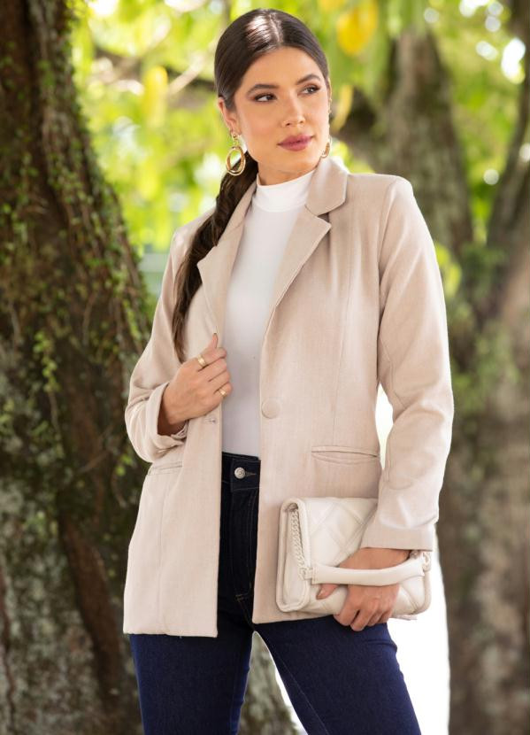 Quintess - Blazer de Linho Bege com Bolsos | Posthaus (BR)