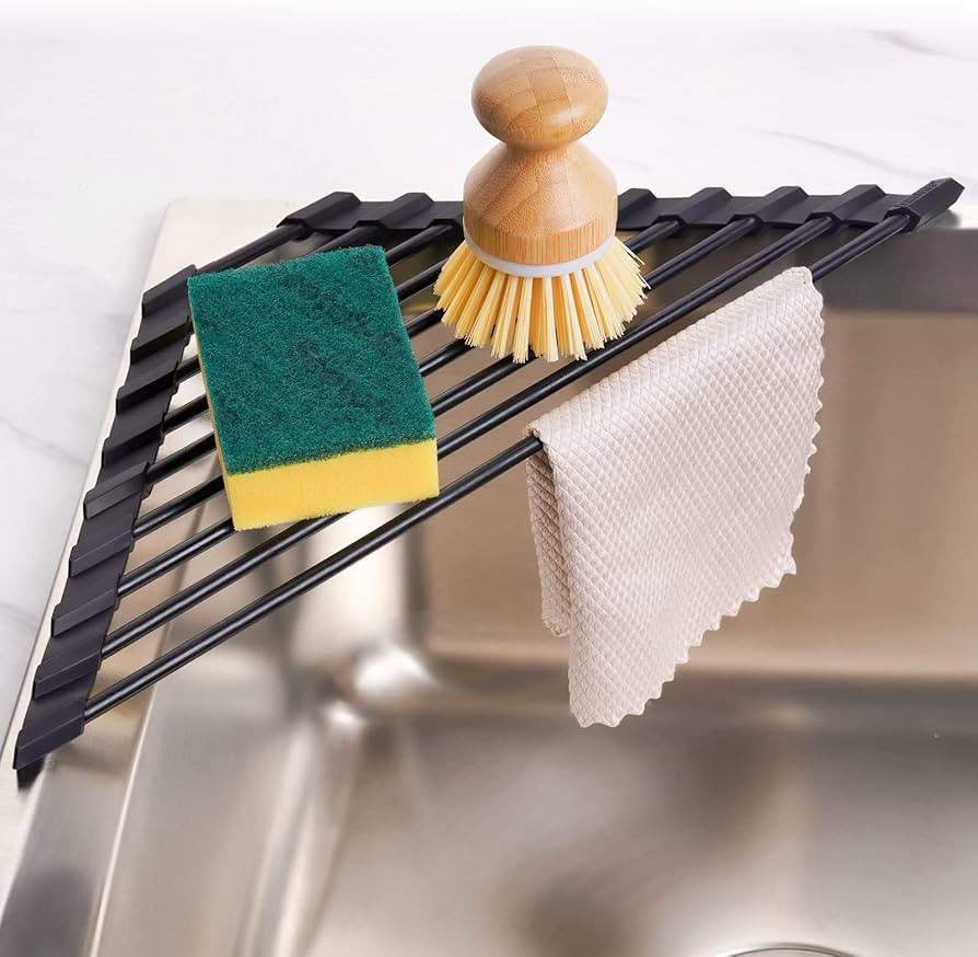 Tomorotec Small Triangle Roll-Up Dish Drying Rack with Silicone Coating Stainless Steel Frame for... | Amazon (US)