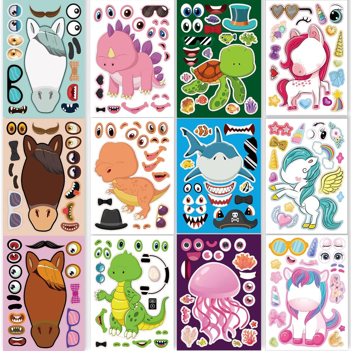 24 Sheets Make a Face Stickers for Kids Toddlers Party Favors Crafts | Amazon (US)
