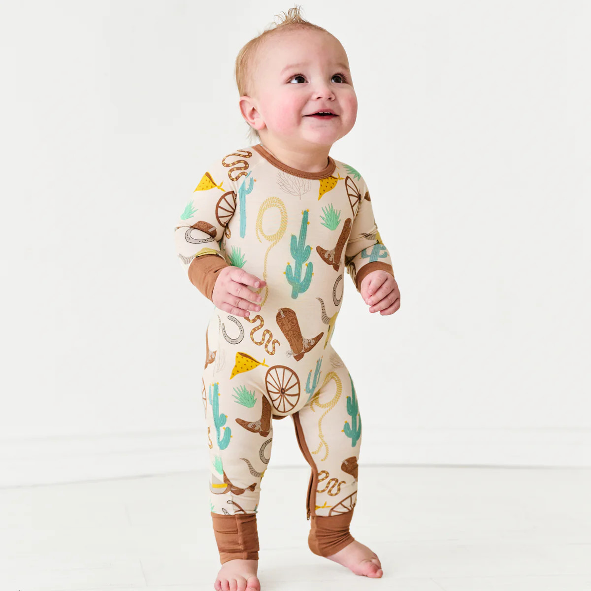 Caramel Ready to Rodeo Crescent Zippy | Little Sleepies