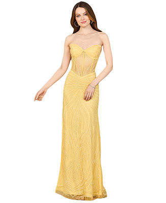 Lara Women's Beaded Corset Prom Dress with Slit - Macy's | Macy's