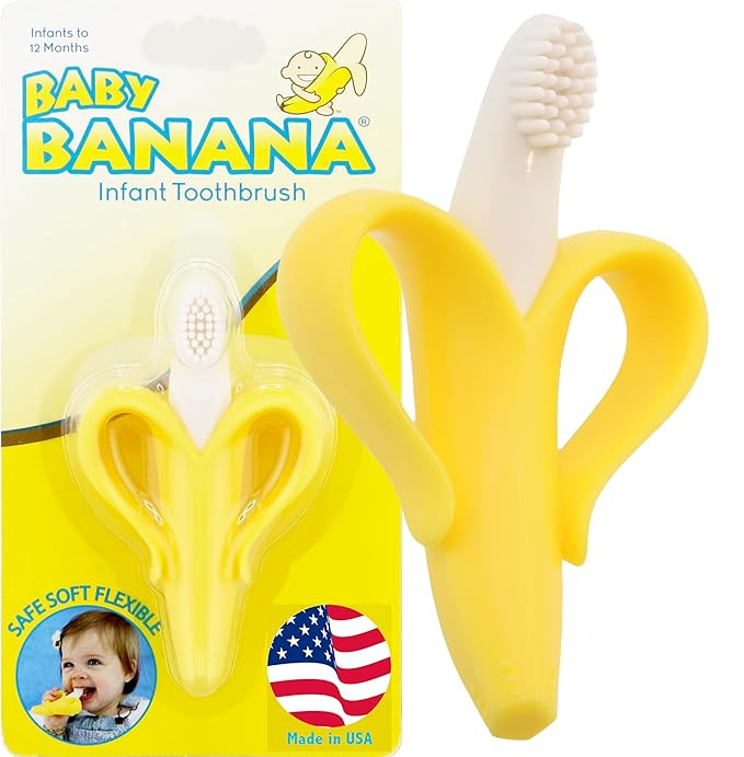The Original Baby Banana Toothbrush Teether Toy, for Babies Infants Toddlers; USA Family-Owned Bu... | Amazon (US)