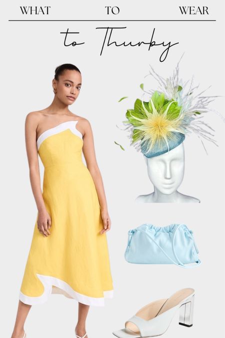 Kentucky derby week outfit idea to wear to Thurby! I love to go a little more out of the box with color on Thurby day. This staud is a stunner you can wear to the track + also on summer vacation! Dress, bag, and shoes included in the Shopbop sale! 

Fascinator is magnolia millinery! 

#LTKstyletip #LTKsalealert #LTKSeasonal