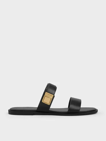 Dove Double-Strap Sandals
 - Black | Charles & Keith US