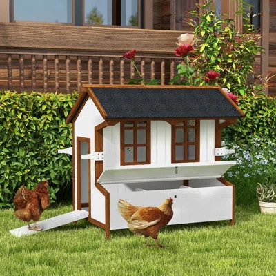 Pawhut 47" Chicken Coop Wooden Chicken House Rabbit Hutch Raised Poultry Cage Portable Hen Pen Backyard With Nesting Box And Handles | Wayfair North America