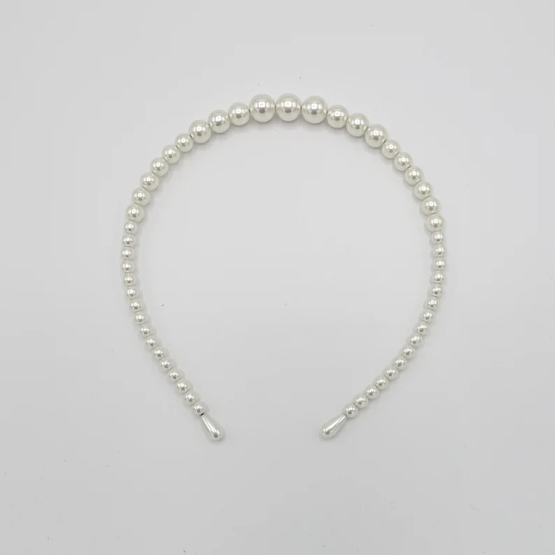 basic pearl beaded headband simple hairband | Etsy (US)