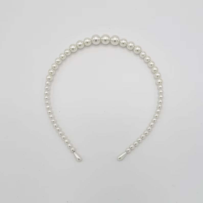 basic pearl beaded headband simple hairband | Etsy (US)