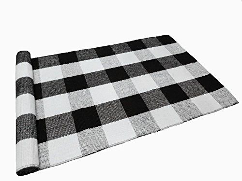 Ukeler Buffalo Check Rug, Black and White Plaid Rugs Cotton Hand-woven Checkered Carpet Washable Bra | Amazon (US)