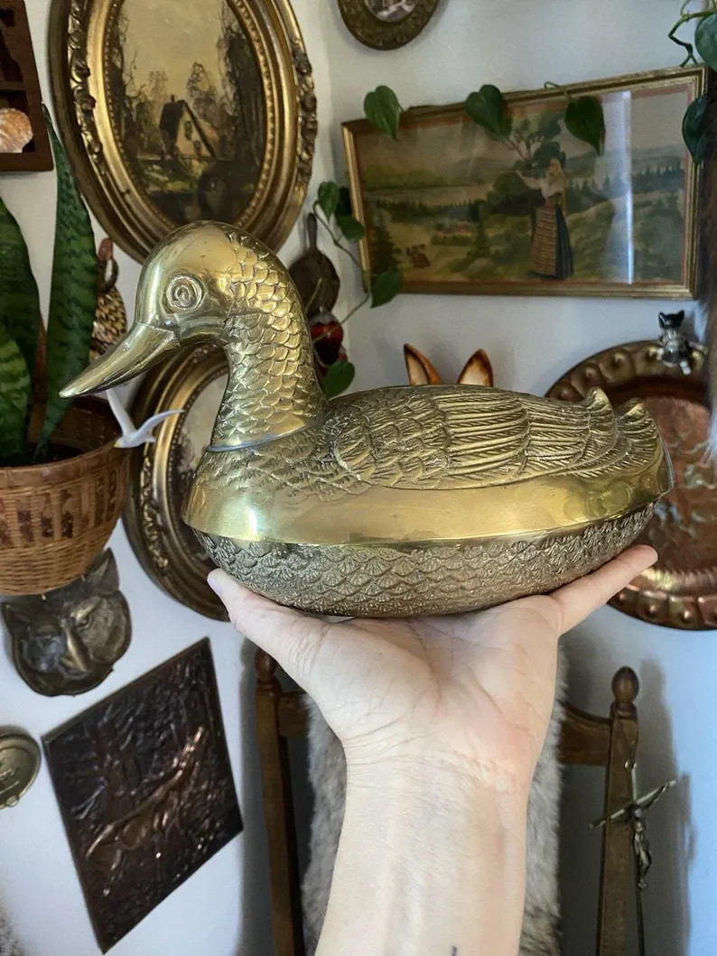 Vintage Solid Brass Mallard Duck Leonard Lidded Brass Duck Dish - Etsy | Etsy (Global)