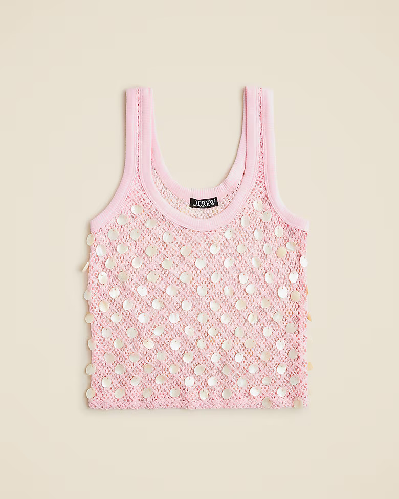 Crochet shell-embroidered tank top | J. Crew US