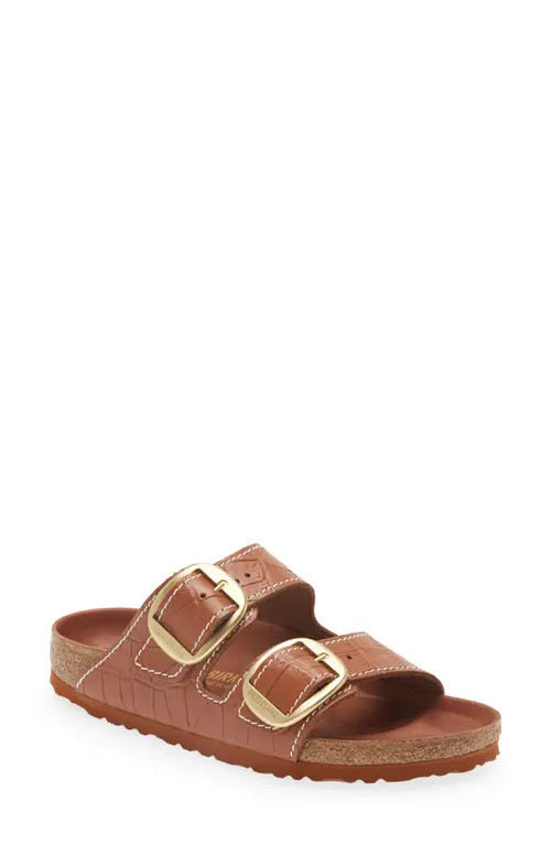 Birkenstock + STAUD Arizona Big Buckle Slide Sandal in Croco Embossed Saddle at Nordstrom, Size 10-1 | Nordstrom