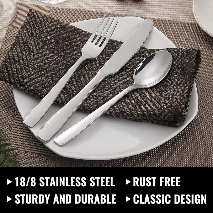 Amazon.com | Hiware 72-Piece Silverware Set for 12, Stainless Steel Flatware Cutlery Set For Home... | Amazon (US)