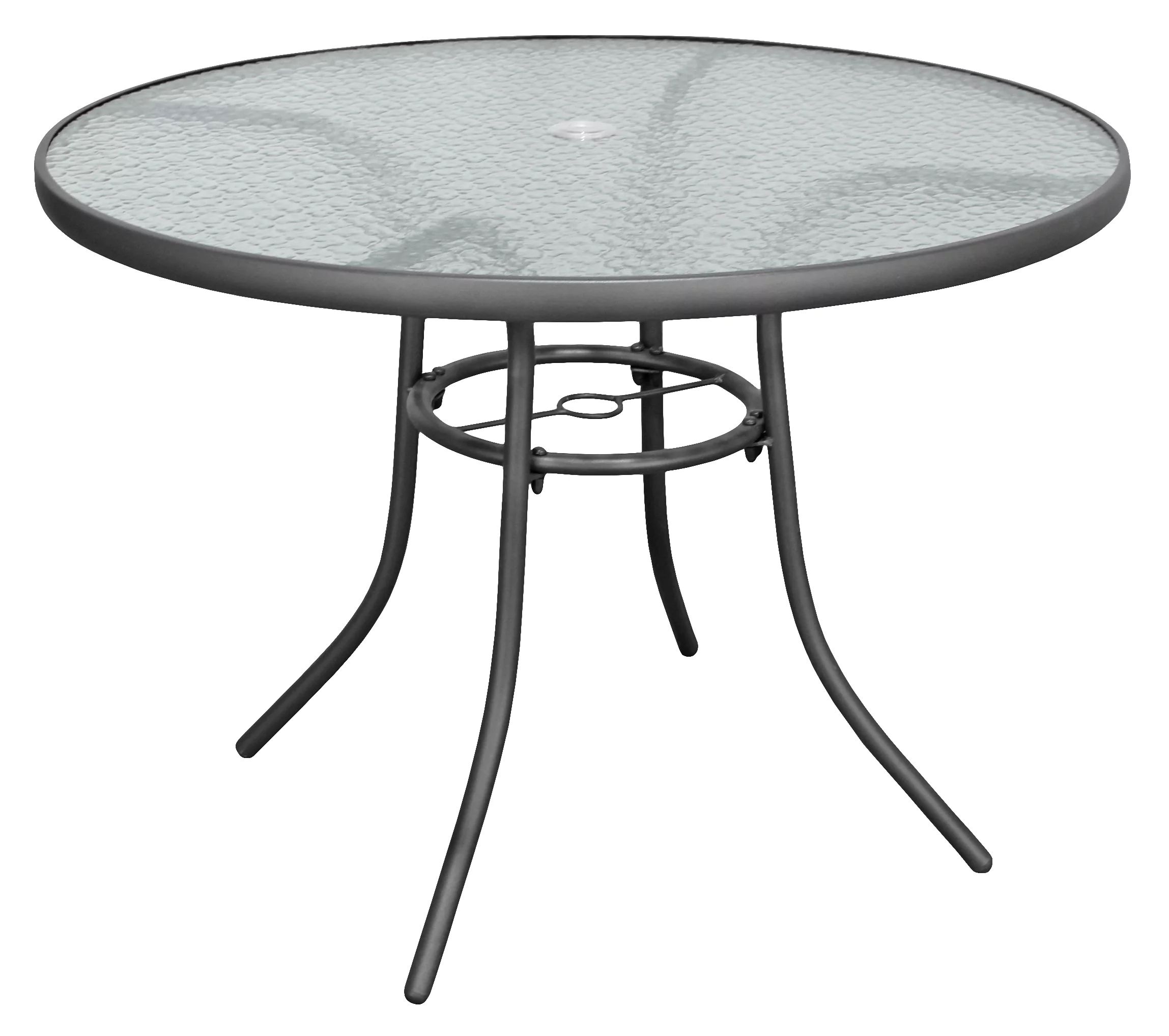 Garden Elements Sienna Metal Round Patio Glass Top Table, 40" (Gray) | Walmart (US)