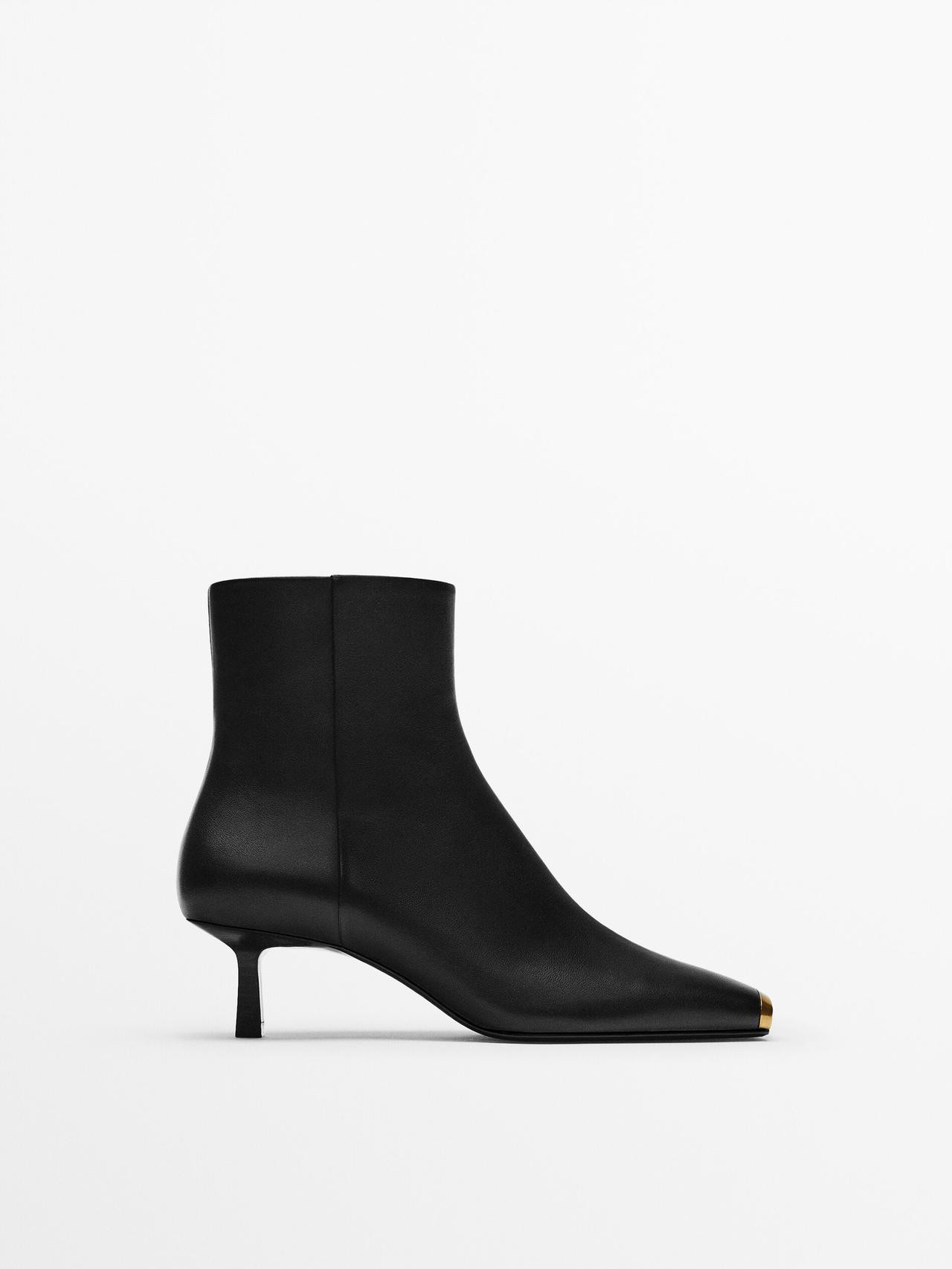 Leather ankle boots with metal toe | Massimo Dutti US