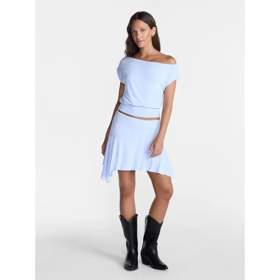 No Boundaries Asymmetrical Top with Banded Bottom, Women's XXS-XXL | Walmart (US)