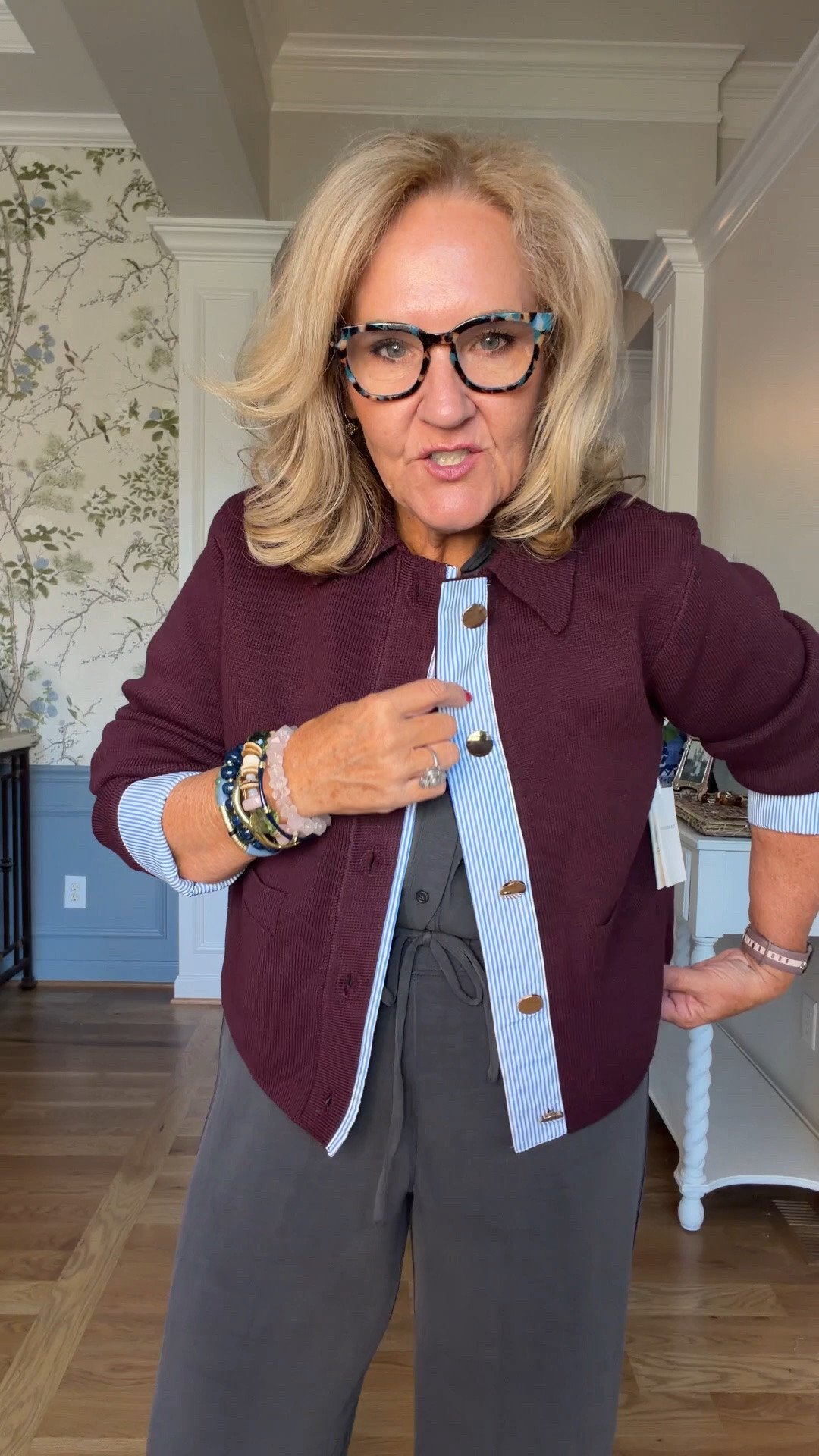 Sweater jacket size medium. The sleeves are a bit long, but I can push them up or put some elastics on the sleeves to hold them up. This will be sold out fast.

#LTKOver40 #LTKWorkwear #LTKMidsize