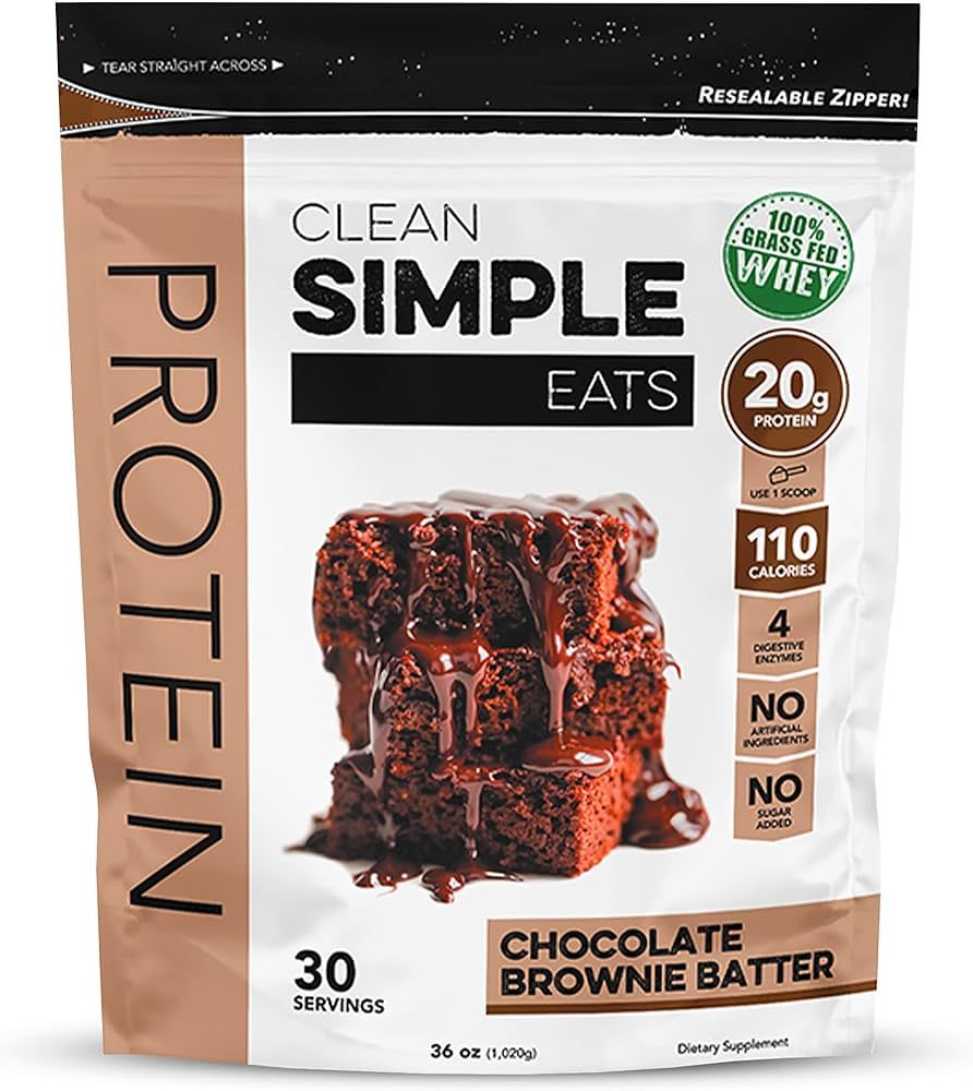 Clean Simple Eats Chocolate Brownie Batter Whey Protein Powder, Natural Sweetened and Cold-Presse... | Amazon (US)