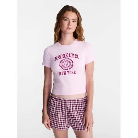 No Boundaries Sleep Tee with Short Sleeves, Women's XS-XXL | Walmart (US)