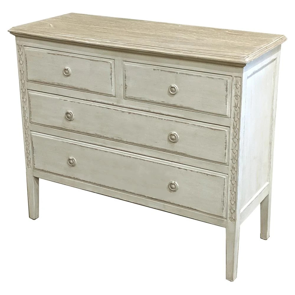 Beatrix French Country Ivory Wood 4 Drawer Chest | Kathy Kuo Home