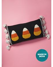Made In India 14x26 Candy Corn Pillow With Tassels | HomeGoods