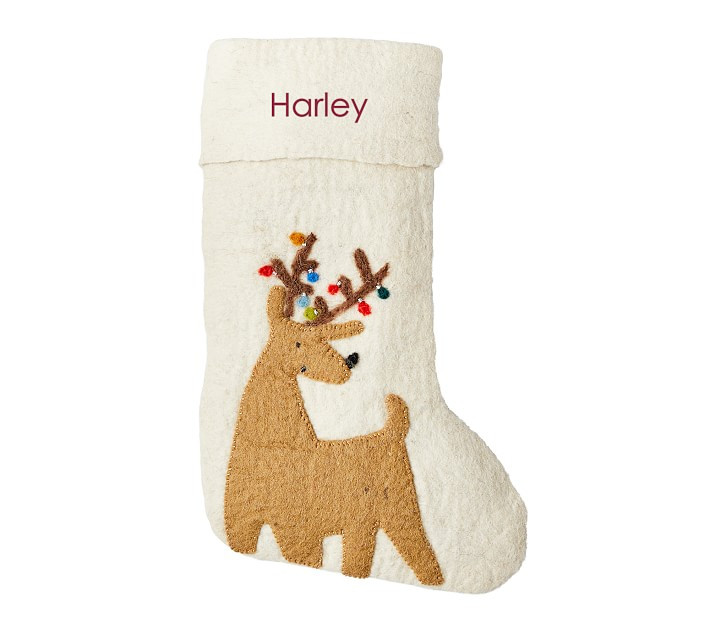 Reindeer west elm x pbk Modern Christmas Stocking | Pottery Barn Kids