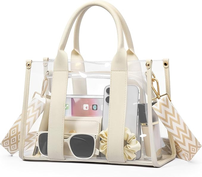 BS-VOG Clear Tote Bags for Women, Clear Bag for Stadium Events with Adjustable Straps, Handbag Pu... | Amazon (US)