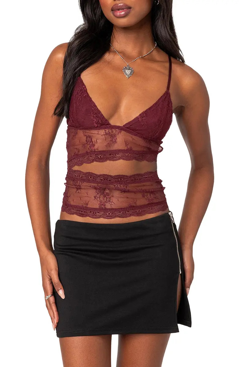 Spice Cutout Sheer Lace Camisole | Nordstrom