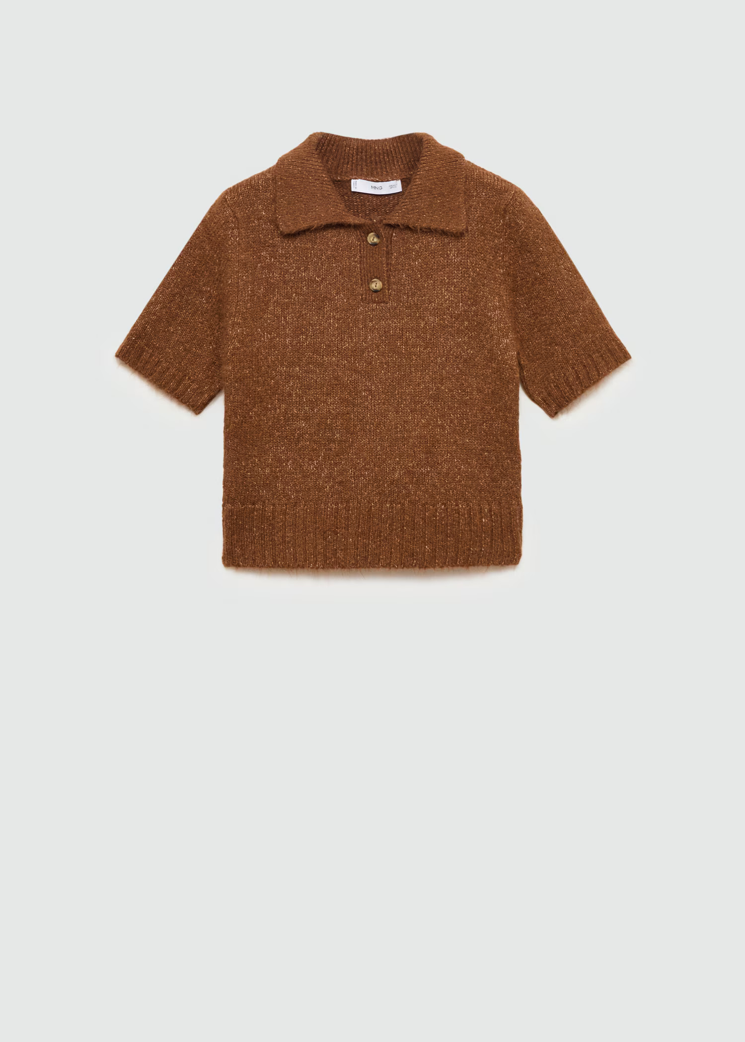 Knitted polo with ribbed details - Women | MANGO USA | MANGO (US)