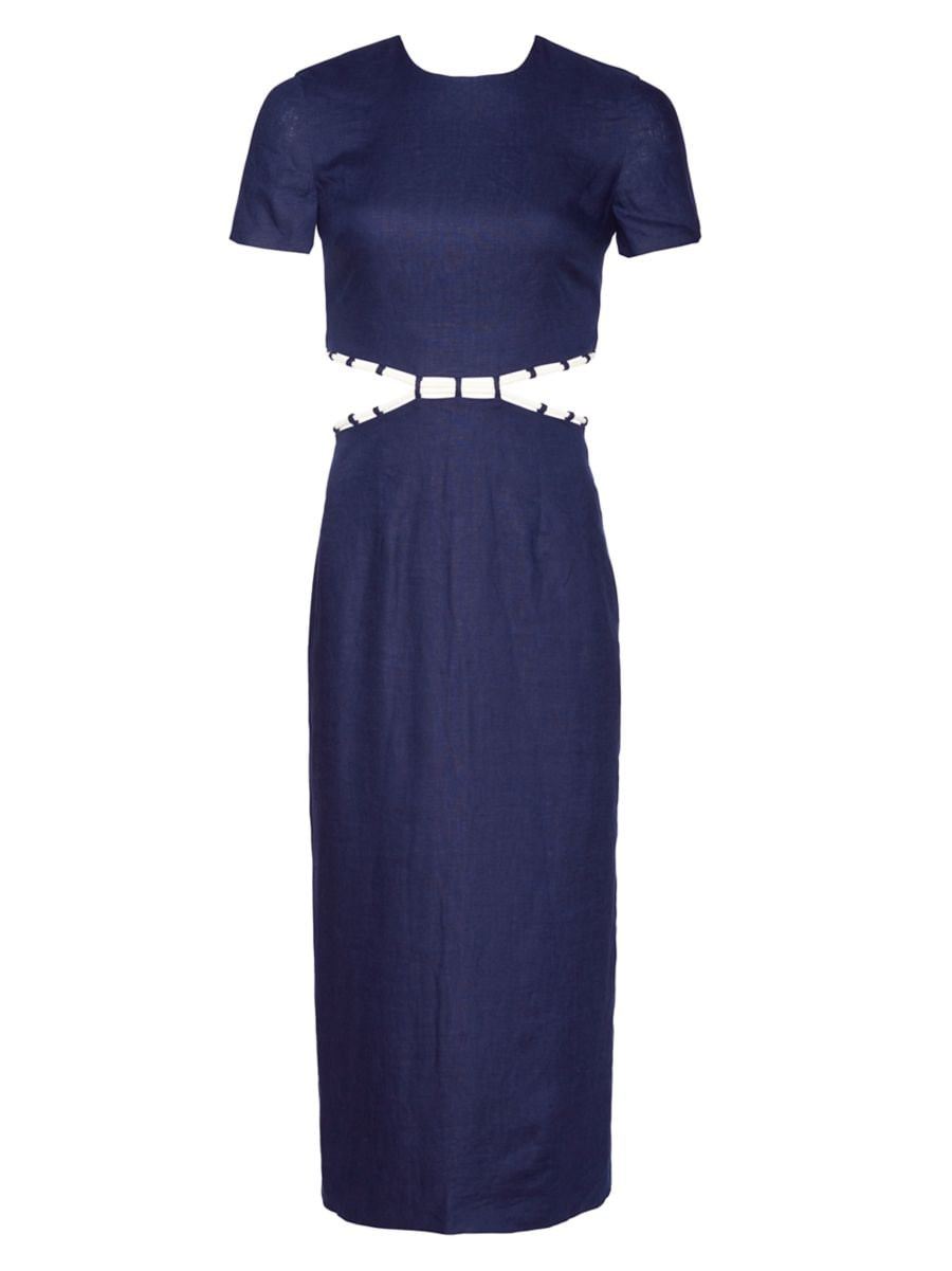 Matteo Cut-Out Linen Midi Dress | Saks Fifth Avenue