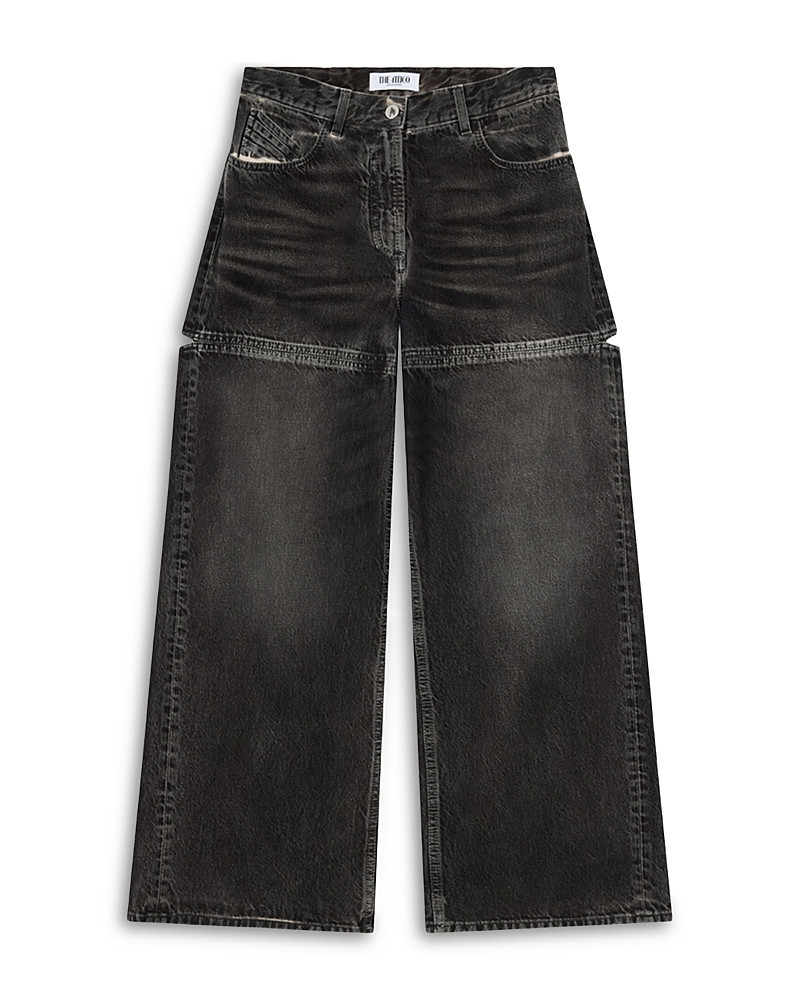 The Attico Cutout Wide Leg Jeans in Black/White | Bloomingdale's (US)