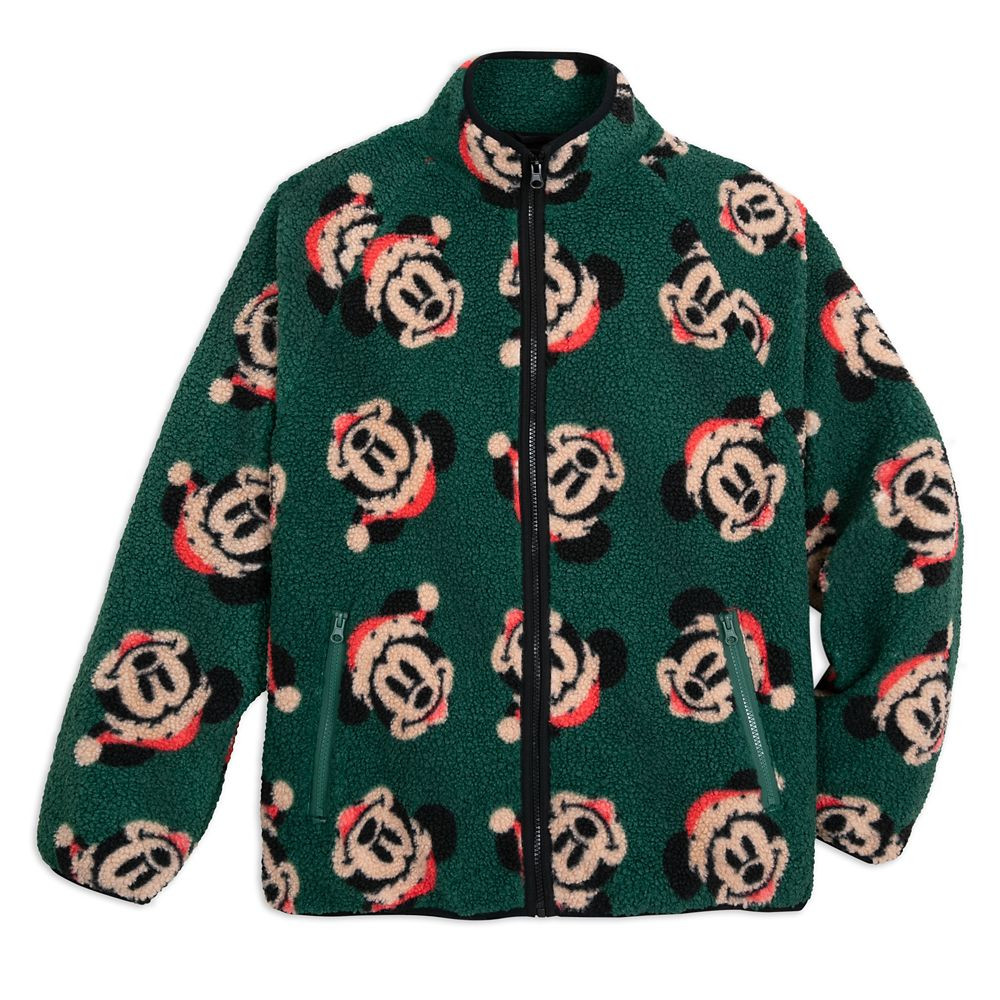 Santa Mickey Mouse Holiday Zip Fleece Jacket for Adults | Disney Store