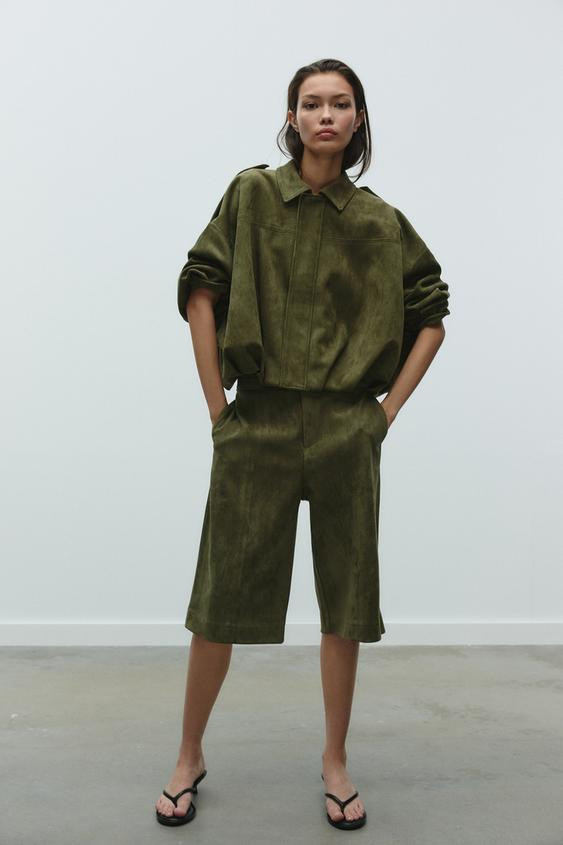 FAUX SUEDE BOMBER JACKET | Zara UK