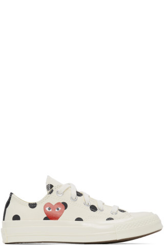 White Converse Edition Polka Dot Heart Chuck 70 Low Sneakers | SSENSE 