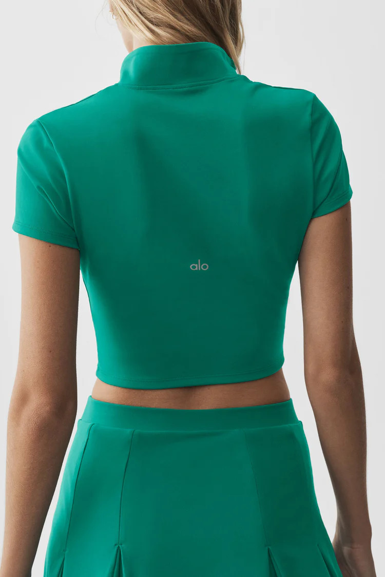 ALO Softsculpt Full Zip Short Sleeve | Alo Yoga