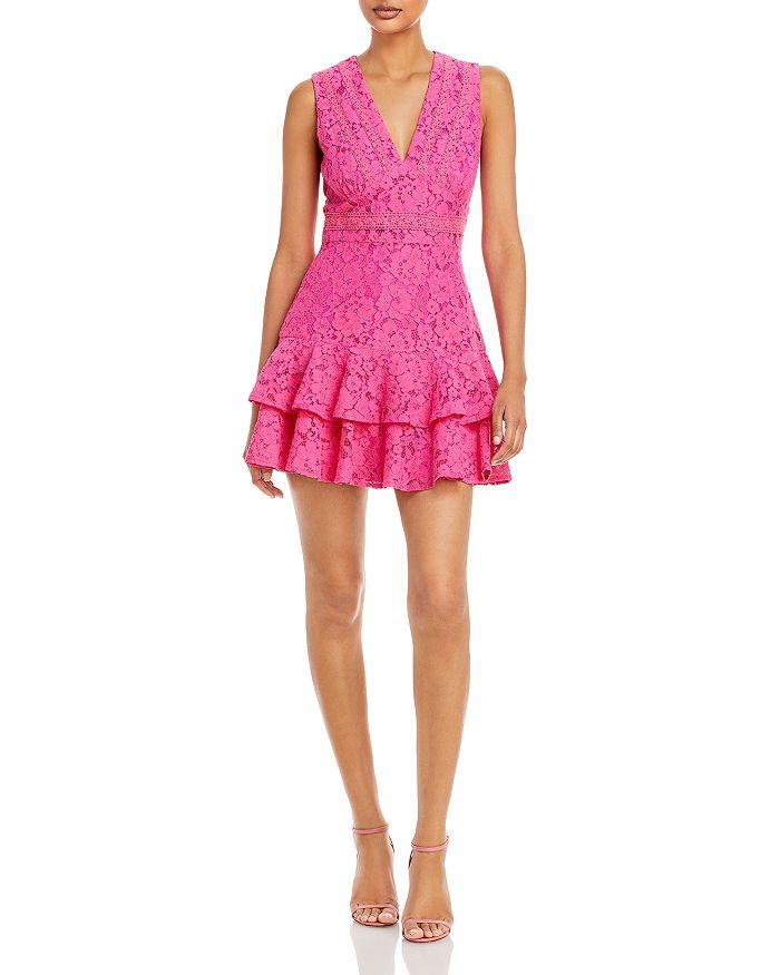 Lace V Neck Mini Dress - 100% Exclusive | Bloomingdale's (US)