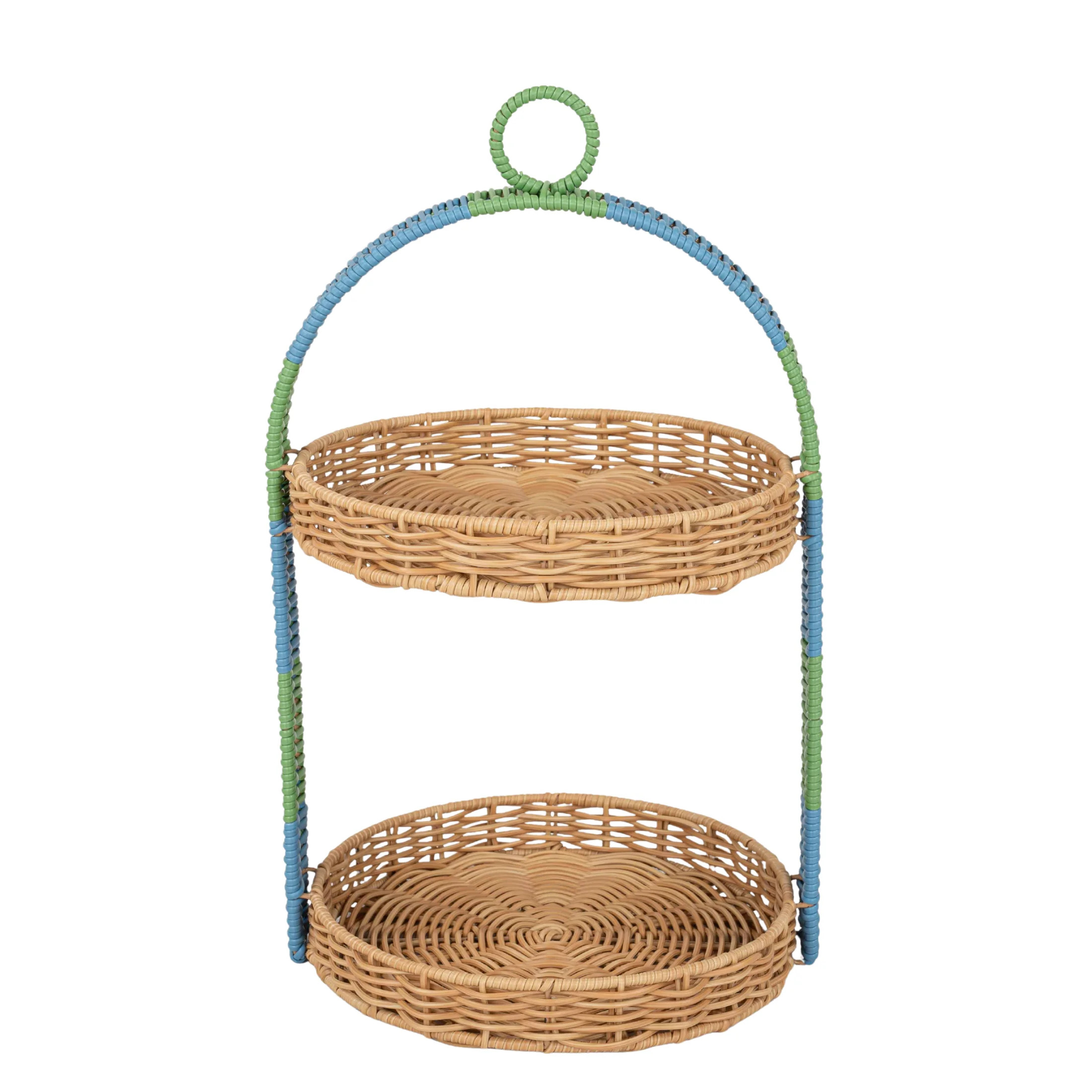 Beautiful Two-Tier Two-Tone Rattan Tray by Drew Barrymore | Walmart (US)