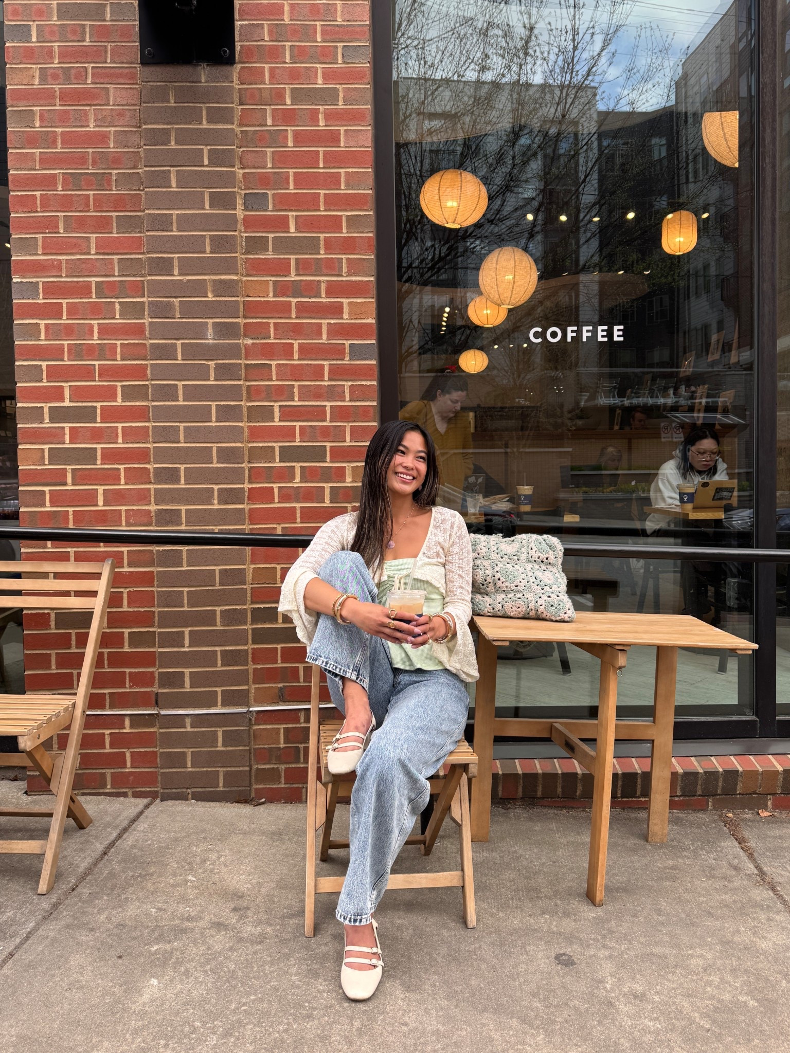 casual outfit inspo | cute ootds, adjustable waistband jeans, ballet flat season, spring outfit ideas, tube top, gingham, cover up, y2k style, coffee shop outfit, spring style

#LTKSpringSale #LTKootd #LTKgrwm