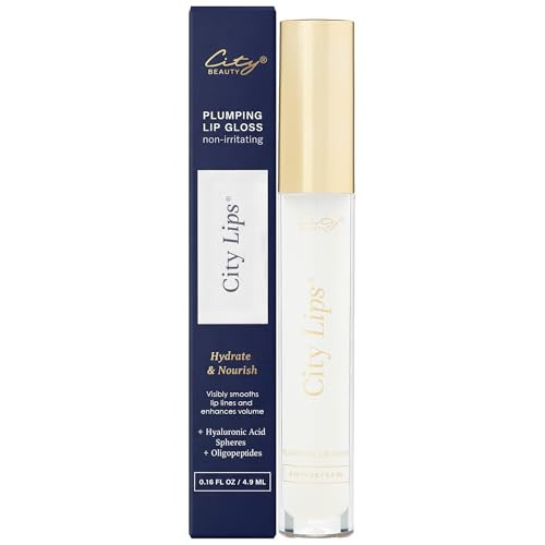 City Beauty City Lips Clear - Plumping Lip Gloss - Hydrate & Volumize - High Shine Lip Plumper - Hyaluronic Acid & Peptides Visibly Smooth Lip Wrinkles - Cruelty-Free (Clear, Pack of 1) | Amazon (US)