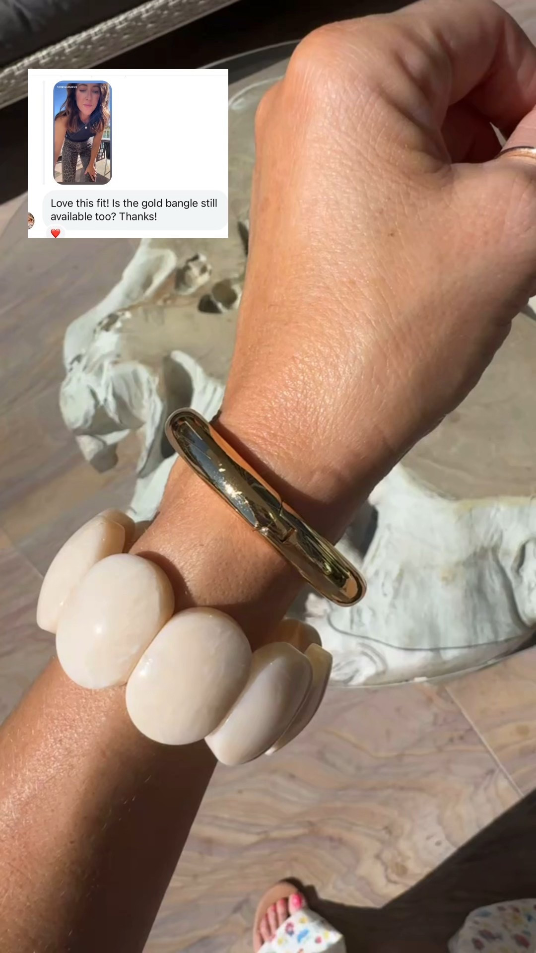 Bracelet details ⭐️
Gold cuff also comes in silver. Size small
Use discount code: twopeasinablog 
White resin bracelet back in stock 

#LTKSeasonal #LTKootd