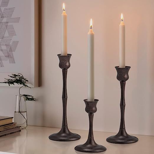 Candle Stick Candle Holder Set of 3 Metal Candlestick Holders Candle Stand Taper Candle Holders f... | Amazon (US)