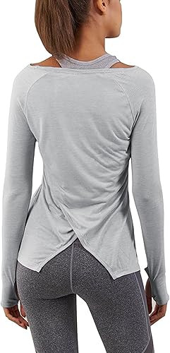 Bestisun Long Sleeve Yoga Workout Tops Lightweight Thumbhole Shirts Athletic Wear for Women | Amazon (US)