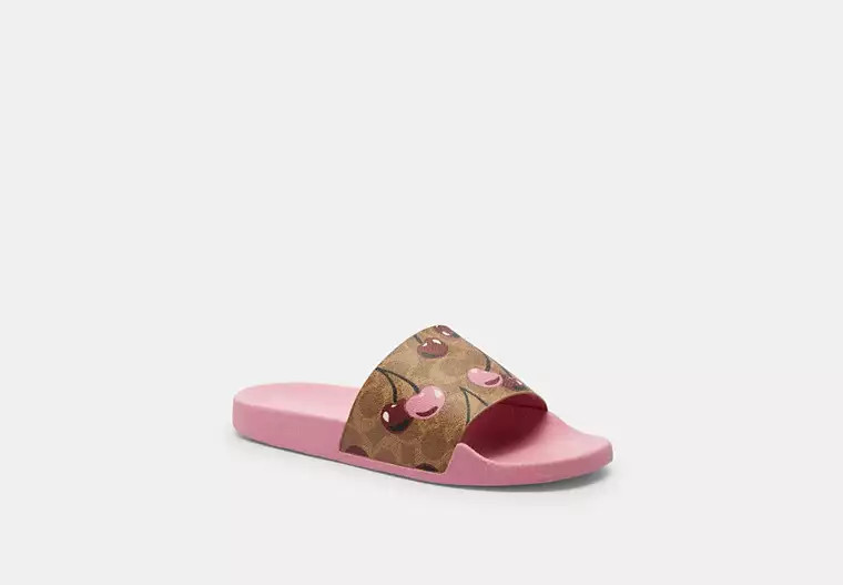 Udele Sport Slide In Signature Canvas With Cherry Print | Coach Outlet US